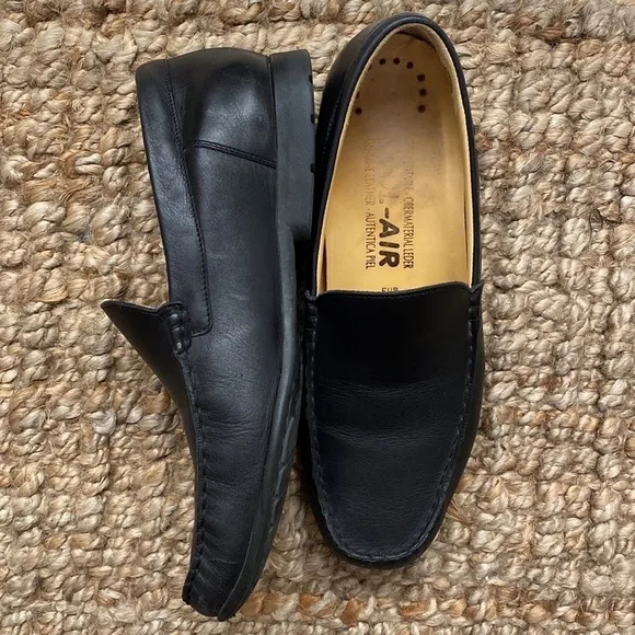 Mephisto Cool-Air Black Leather Slip On Mens 11 Loafers driving Shoes old money