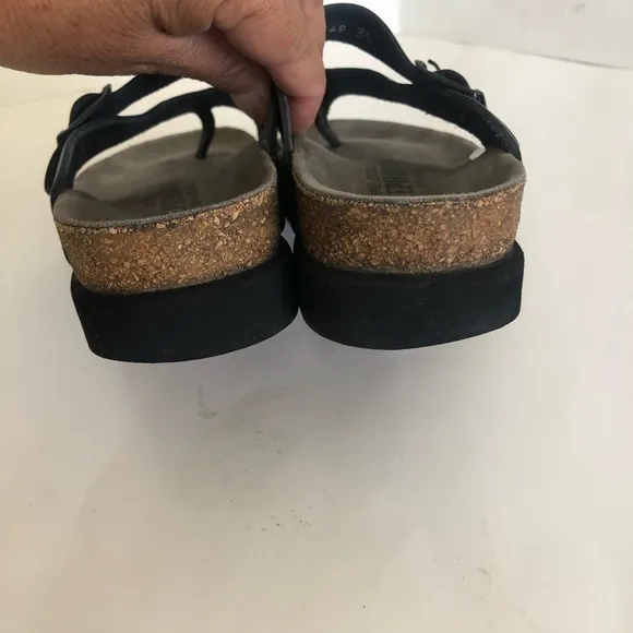 Mephisto Helen Gray Metallic Water-Repellent Leather Slip-On Thong Sandals 5/35