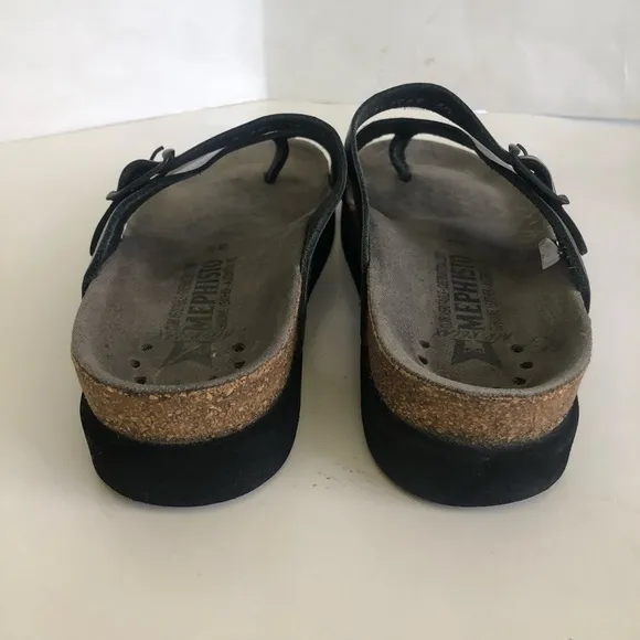 Mephisto Helen Gray Metallic Water-Repellent Leather Slip-On Thong Sandals 5/35