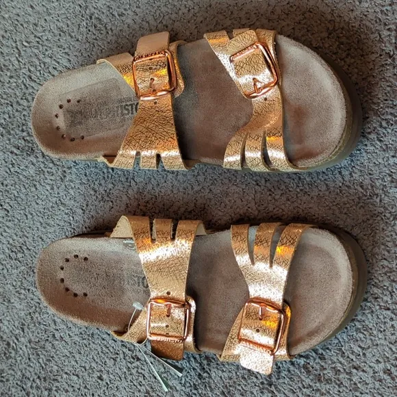Mephisto Helisa Rose Gold Dual-Strap Cushioned Sandals