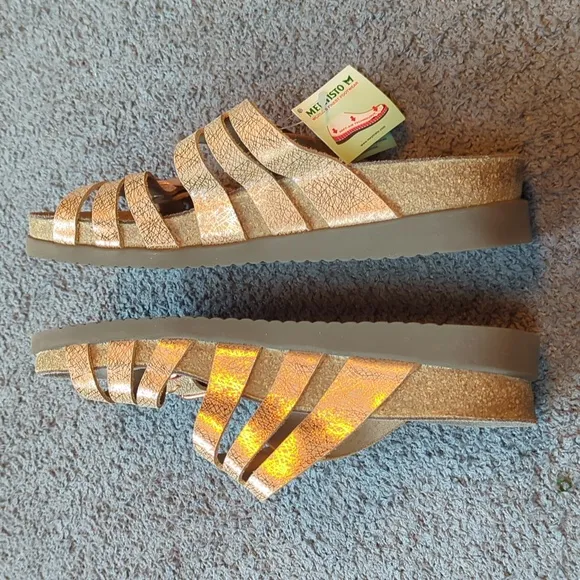Mephisto Helisa Rose Gold Dual-Strap Cushioned Sandals