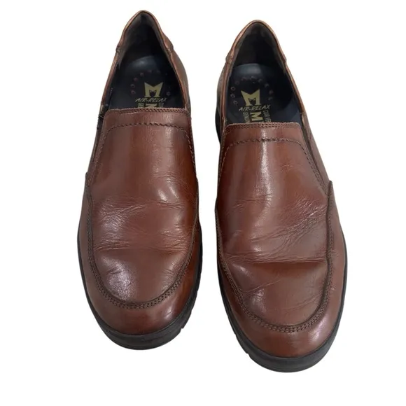 Mephisto Mens Brown Leather Walking Loafer Slip On Driving Moccasin Shoe 10.5