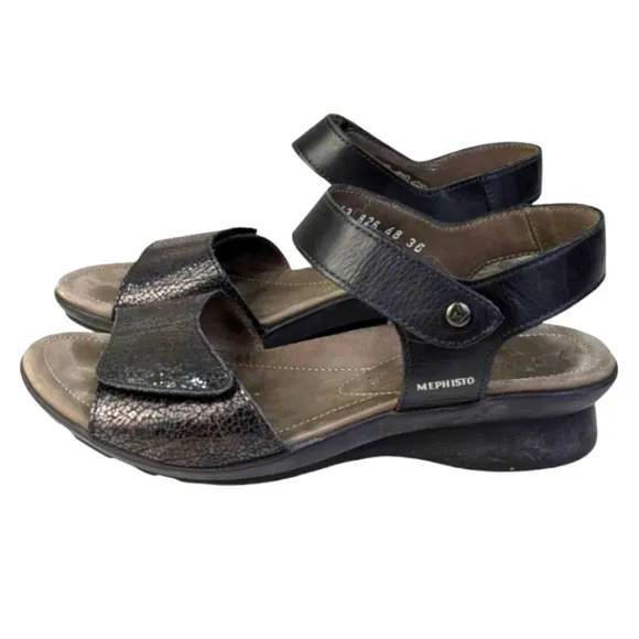Mephisto Pattie Black Python Sandals EUC $328 Size 36 US 6   S3339