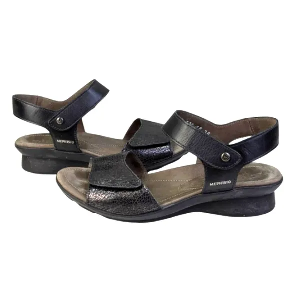 Mephisto Pattie Black Python Sandals EUC $328 Size 36 US 6   S3339