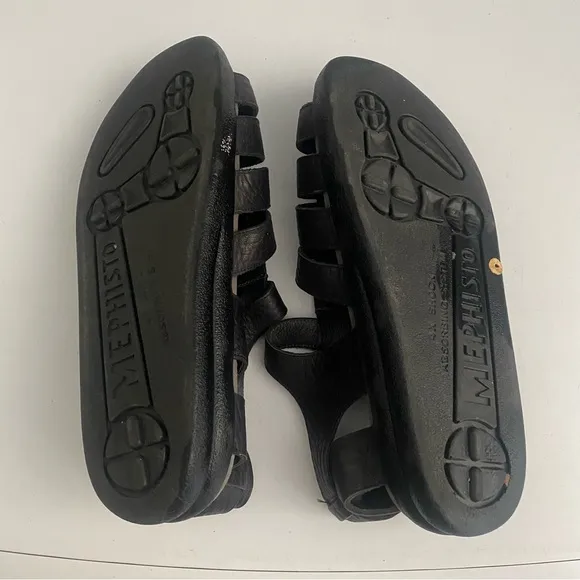 MEPHISTO SAM FISHERMAN SANDALS BLACK MENS SIZE 8 EU 42