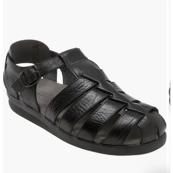 MEPHISTO SAM FISHERMAN SANDALS BLACK MENS SIZE 8 EU 42