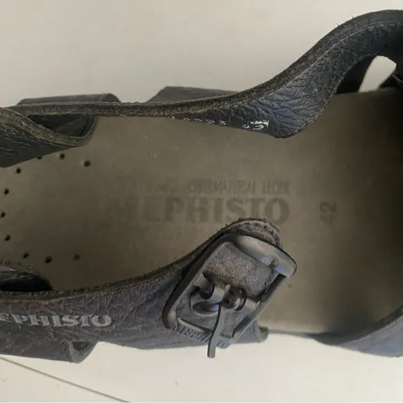 MEPHISTO SAM FISHERMAN SANDALS BLACK MENS SIZE 8 EU 42
