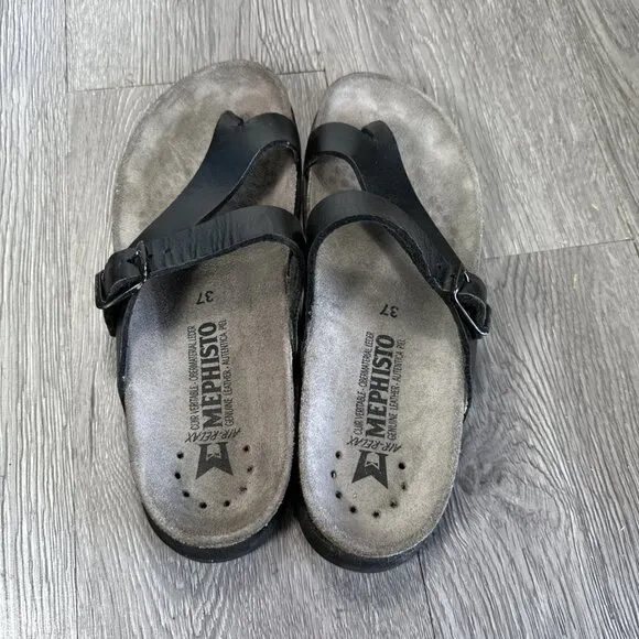 Mephisto Women's Helen Slide Oiled Leather Sandals Slip On Size 37 US 7