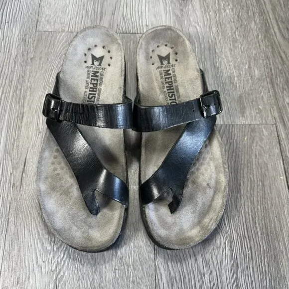 Mephisto Women's Helen Slide Oiled Leather Sandals Slip On Size 37 US 7