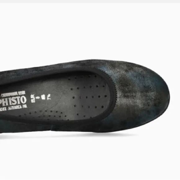 Mephisto Emilie Ballet Flats Petroleum Dark Blue Size 6.5