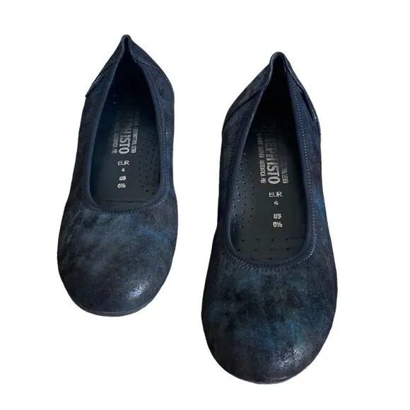 Mephisto Emilie Ballet Flats Petroleum Dark Blue Size 6.5