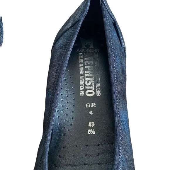 Mephisto Emilie Ballet Flats Petroleum Dark Blue Size 6.5