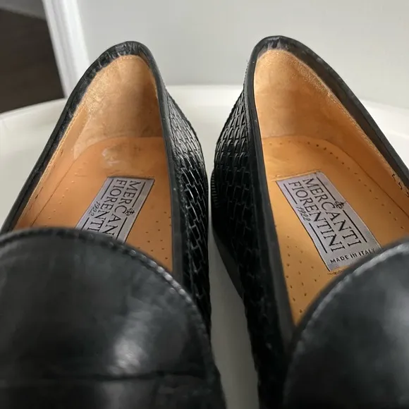 Mercanti Fiorentini Black Woven Leather Men’s Loafers With Tassels Italy 11M