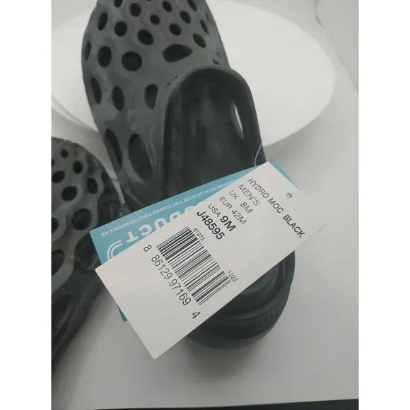 Merrell Hydro Moc Noir Black &amp; Gray MEN US 9 Beach‎ Sandals Slide Slip On J48595