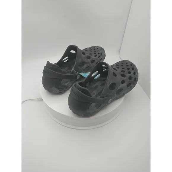 Merrell Hydro Moc Noir Black &amp; Gray MEN US 9 Beach‎ Sandals Slide Slip On J48595