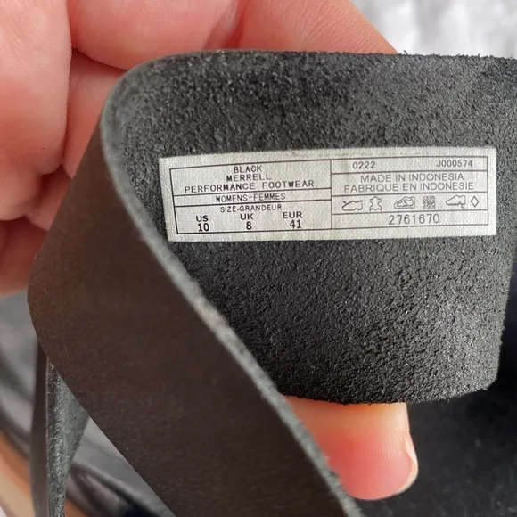 Merrell Slip on Platform Leather Sandals Size 10 Black