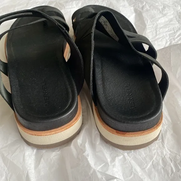 Merrell Slip on Platform Leather Sandals Size 10 Black