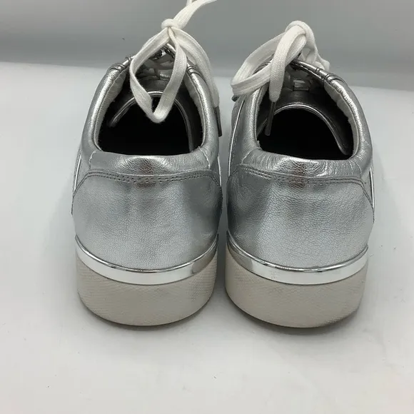 Metallic Silver Retro Low-Top Sneakers