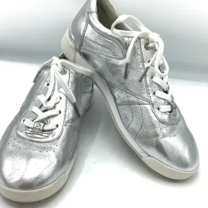 Metallic Silver Retro Low-Top Sneakers