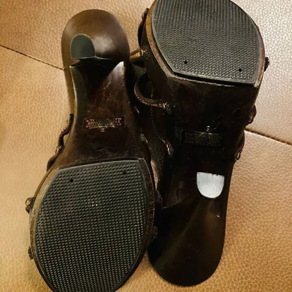 Metallic Italian Slip On Heeled Sandals