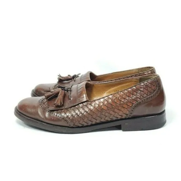 Mezlan Alicante Kiltie Tassel Woven Loafers Men's Size 9 Brown Leather