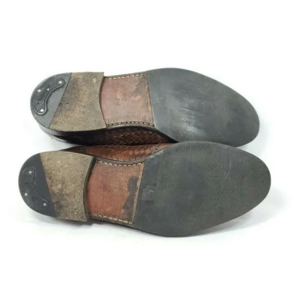 Mezlan Alicante Kiltie Tassel Woven Loafers Men's Size 9 Brown Leather