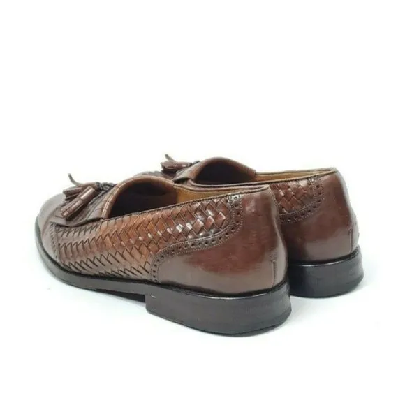 Mezlan Alicante Kiltie Tassel Woven Loafers Men's Size 9 Brown Leather