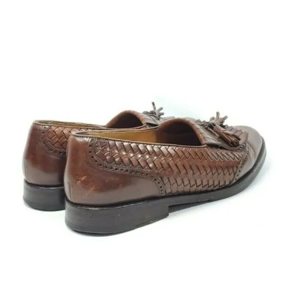 Mezlan Alicante Kiltie Tassel Woven Loafers Men's Size 9 Brown Leather