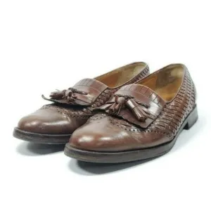 Mezlan Alicante Kiltie Tassel Woven Loafers Men's Size 9 Brown Leather