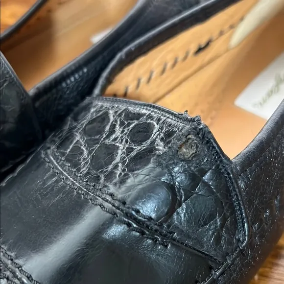 Mezlan Black Leather Loafers with Braided Design