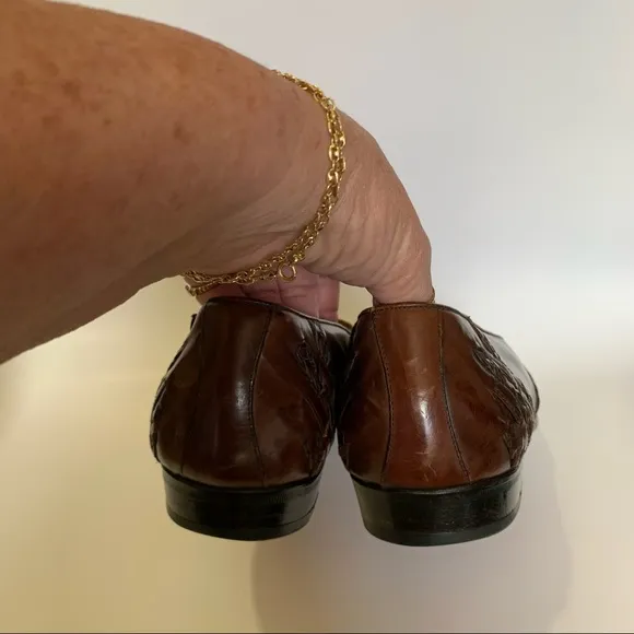 Mezlan Brown Woven Leather Handmade Loafers/Slip -Ons
