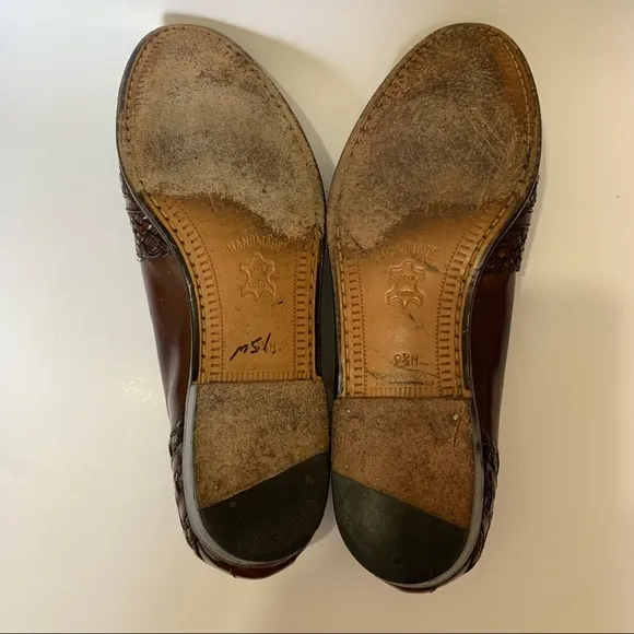 Mezlan Brown Woven Leather Handmade Loafers/Slip -Ons