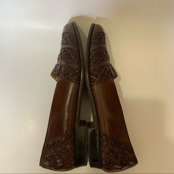 Mezlan Brown Woven Leather Handmade Loafers/Slip -Ons