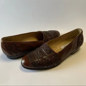 Mezlan Brown Woven Leather Handmade Loafers/Slip -Ons