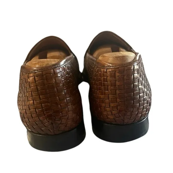 Mezlan Coral 45185 Brown Woven Whip Stitch Tassel Loafers Dress Shoes 10