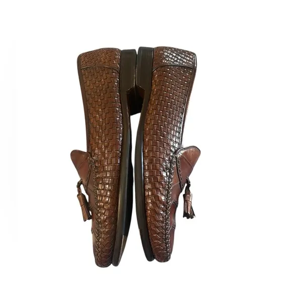 Mezlan Coral 45185 Brown Woven Whip Stitch Tassel Loafers Dress Shoes 10