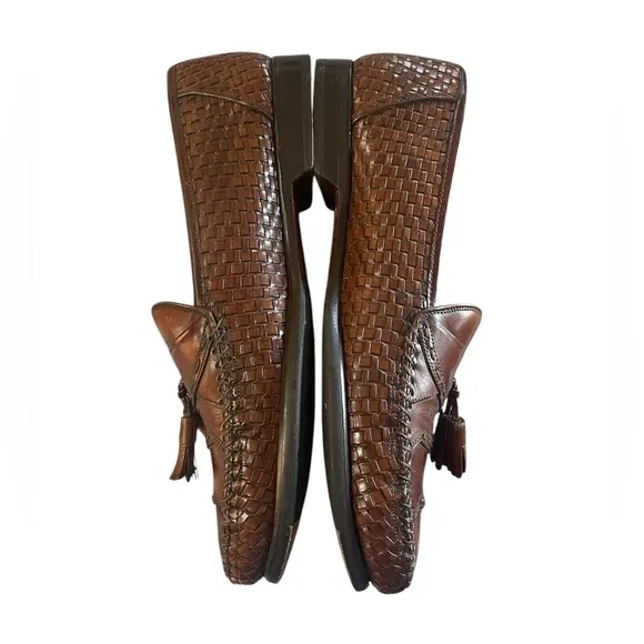 Mezlan Coral 45185 Brown Woven Whip Stitch Tassel Loafers Dress Shoes 10