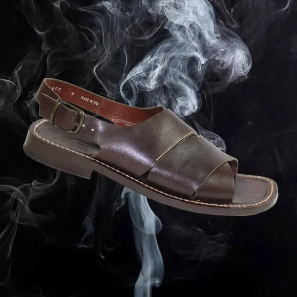 Mezlan Delhi Handmade In Spain Dark Brown Sandal, Size 9