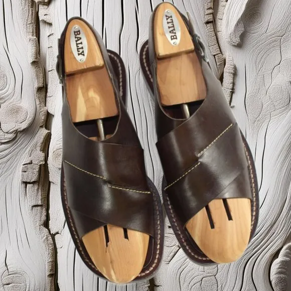 Mezlan Delhi Handmade In Spain Dark Brown Sandal, Size 9