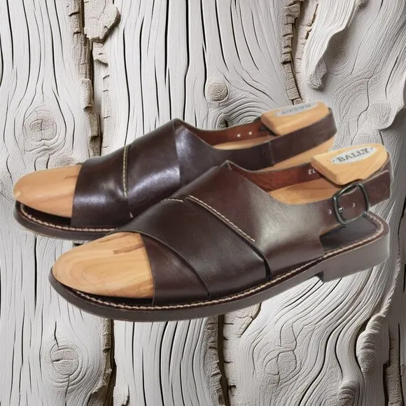 Mezlan Delhi Handmade In Spain Dark Brown Sandal, Size 9
