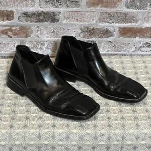 Mezlan Luxury‎ Black Leather Square Toe Chelsea Ankle Dress Boots
