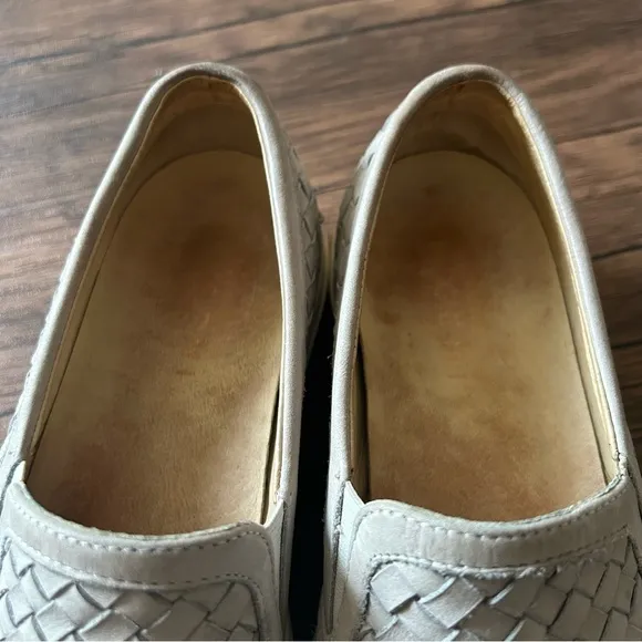 M.Gemi Italian Leather Women’s Tan Slip-On Woven Loafers Shoes Size 7.5