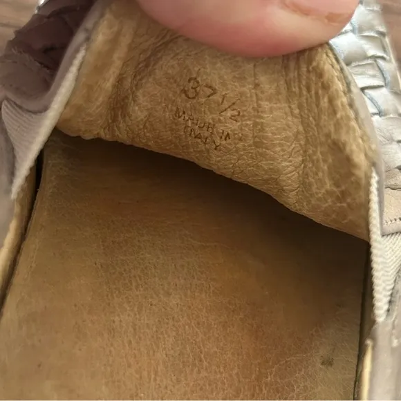 M.Gemi Italian Leather Women’s Tan Slip-On Woven Loafers Shoes Size 7.5