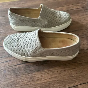 M.Gemi Italian Leather Women’s Tan Slip-On Woven Loafers Shoes Size 7.5