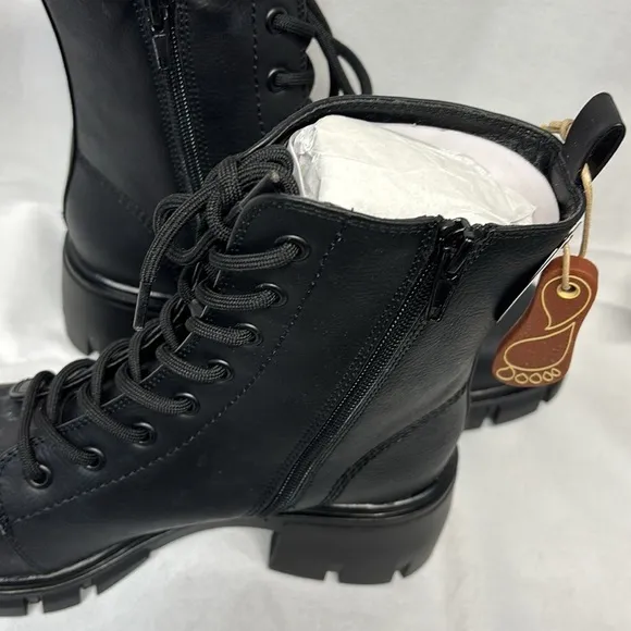 MIA 1976 Marlee black anatomic contoured footbed lace &amp; zip up combat boots