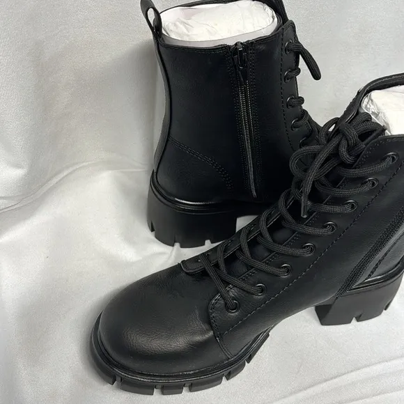 MIA 1976 Marlee black anatomic contoured footbed lace &amp; zip up combat boots