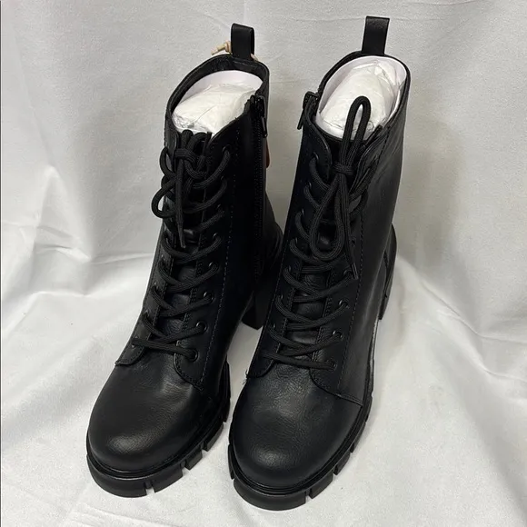 MIA 1976 Marlee black anatomic contoured footbed lace &amp; zip up combat boots