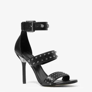Michael Kors Amal Gunmetal Studded High Heel Sandals - 9.5 - NIB