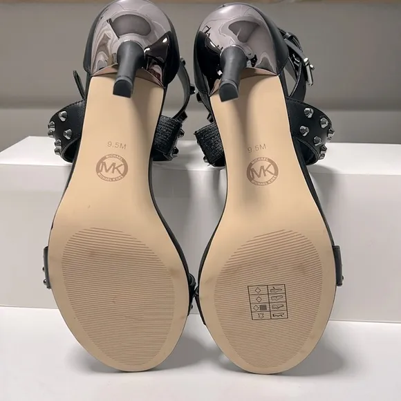 Michael Kors Amal Gunmetal Studded High Heel Sandals - 9.5 - NIB