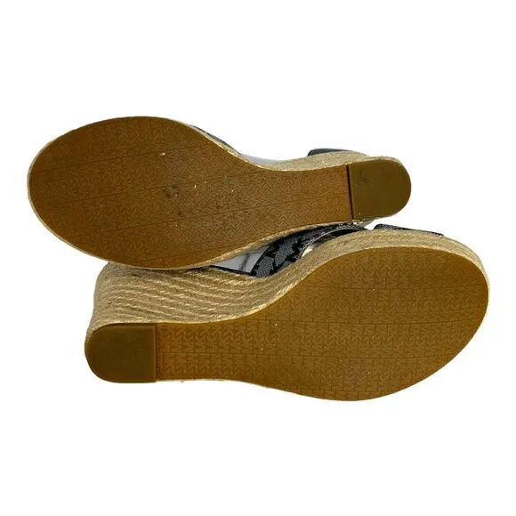 MICHAEL KORS &quot;Eleanora&quot; Wedge Espadrilles Sandal Navy Blue Size 9